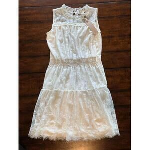 POL Tiered Scalop Lace Sleeveless Ivory Dress, Size Small   NWT